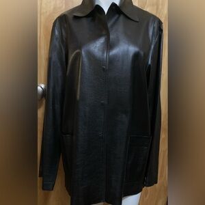 John Patrick Black Leather Lightweight Jacket/Shirt Sz M